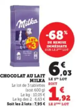 Hyper U MILKA Chocolat au lait offre