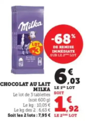 Hyper U MILKA Chocolat au lait offre