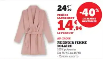 Hyper U U COLLECTION Peignoir femme polaire offre