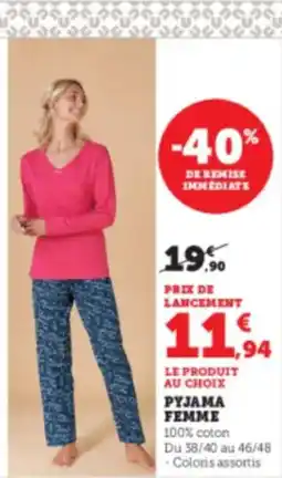 Hyper U U COLLECTION  Pyjama femme offre