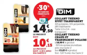 Hyper U DIM Collant thermo effet transparent offre