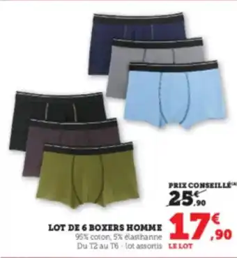 Hyper U Lot de 6 boxers homme offre