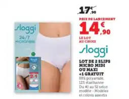 Hyper U SLOGGI Lot de 2 slips micro midi ou maxi +1 gratuit offre