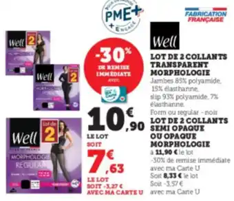 Hyper U WELL Lot de 2 collants transparent morphologie offre