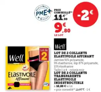 Hyper U WELL Lot de 2 collants elastivoile affinant offre