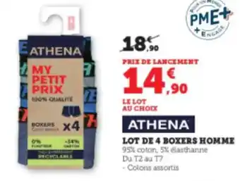 Hyper U ATHENA Lot de 4 boxers homme offre