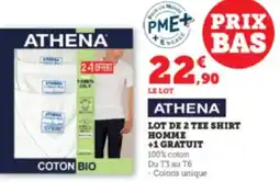 Hyper U ATHENA Lot de 2 tee shirt homme +1 gratuit offre