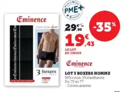 Hyper U EMINENCE Lot 3 boxers homme offre