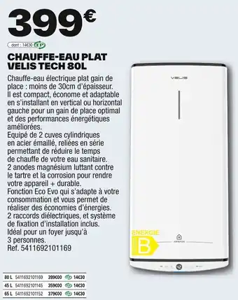 Brico Dépôt Chauffe-eau plat velis tech offre