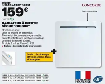 Brico Dépôt CONCORDE Radiateur à inertie seche "origin" offre