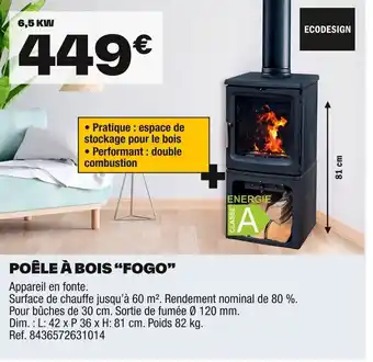 Brico Dépôt ECODESIGN Poêle à bois "fogo" offre