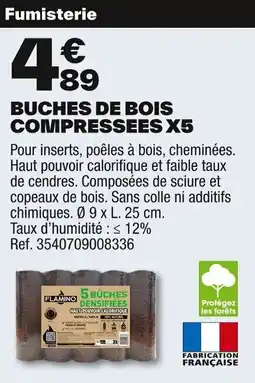 Brico Dépôt FLAMINO Buches de bois compressees x5 offre