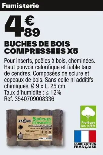 Brico Dépôt FLAMINO Buches de bois compressees x5 offre