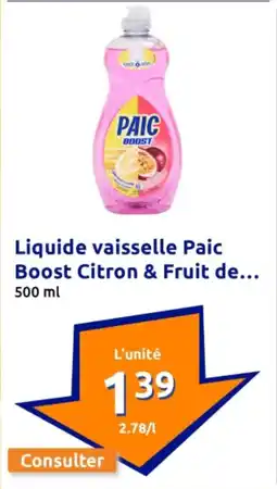 Action Liquids vaisselle paic boost citron & fruit offre