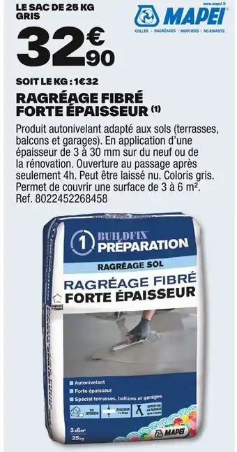 Brico Dépôt MAPEI® Ragréage fibré forte épaisseur offre