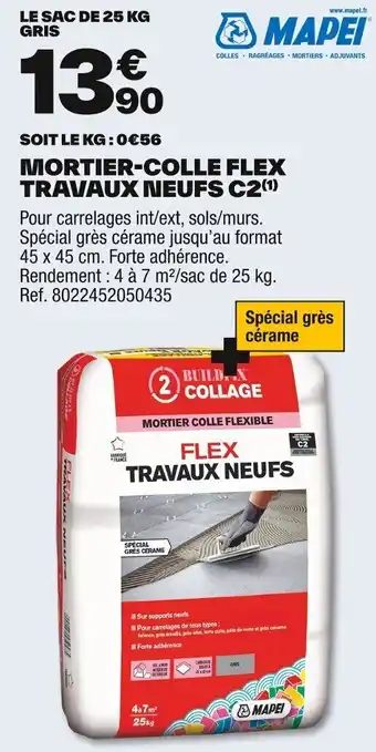 Brico Dépôt MAPEI® Mortier colle flexible flex travaux neufs c2 offre