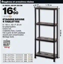 Brico Dépôt Etagere resine 4 tablettes offre