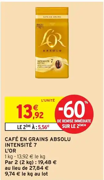 Intermarché Hyper L'OR Café en grains absolu intensité 7 offre