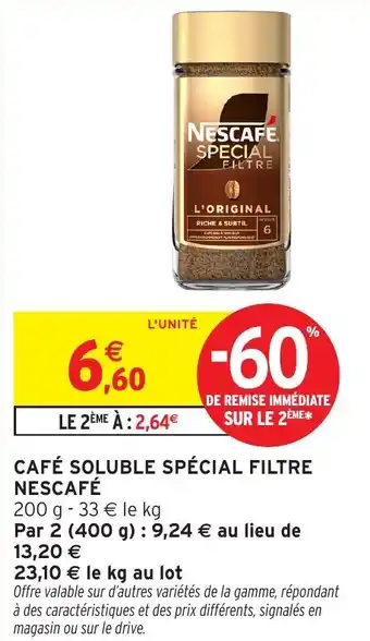 Intermarché Hyper NESCAFÉ Café soluble spécial filtre offre