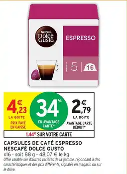 Intermarché Hyper NESCAFÉ Capsules de café espresso dolce gusto offre