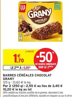 Intermarché Hyper GRANY Barres céréales chocolat offre