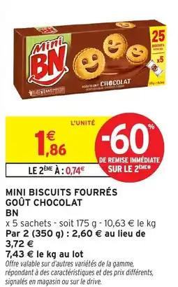 Intermarché Hyper BN MINI biscuits fourrés goût chocolat offre