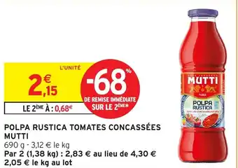 Intermarché Hyper MUTTI Polpa rustica tomates concassées offre