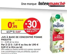 Intermarché Hyper PAQUITO Jus à base de concentré pomme offre