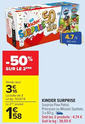 Carrefour Market KINDER SURPRISE offre