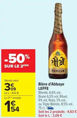 Carrefour Market LEFFE Bière d'Abbaye offre