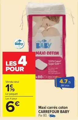 Carrefour Market CARREFOUR BABY Maxi carrés coton offre