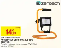 Intermarché ZENITECH Projecteur led portable 20w offre