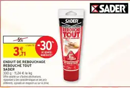 Intermarché SADER Enduit de rebouchage rebouche tout offre