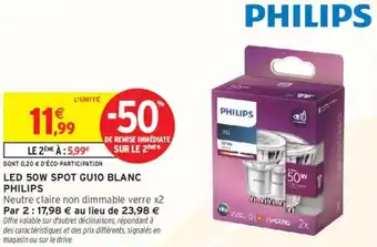 Intermarché PHILIPS Led 50w spot gu10 blanc offre