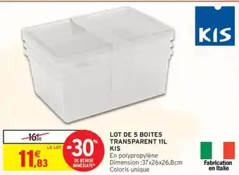 Intermarché KIS Lot de 5 boites transparent offre