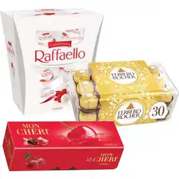 Carrefour MON CHÉRI, RAFFAELLO ET FERRERO ROCHER SUR TOUTES LES PRALINES offre