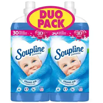 Carrefour SOUPLINE Adoucissant concentré Duo Pack offre