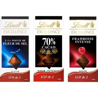 Carrefour LINDT EXCELLENCE SUR TOUTES LES TABLETTES DE CHOCOLAT LOT DE 2 offre