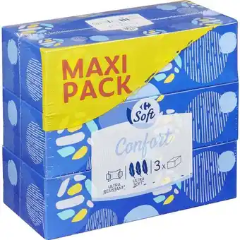 Carrefour CARREFOUR SOFT Mouchoirs Blancs Confort Maxi Pack offre