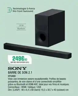 Extra SONY Barre de son 2.1 hts400 offre