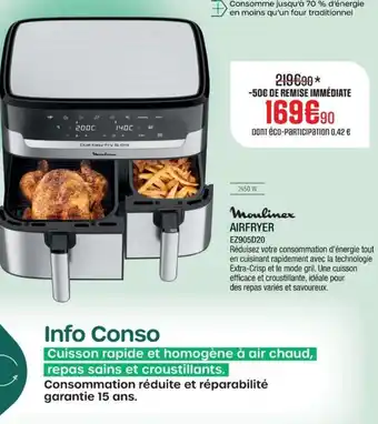 Extra MOULINEX Airfryer ez905d20 offre