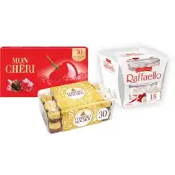 Carrefour Market MON CHÉRI, FERRERO ROCHER ET RAFFAELLO SUR TOUTES LES PRALINES offre