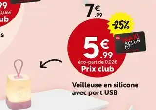 Maxi Bazar Veilleuse en silicone avec port USB offre