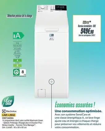 Proxi Confort ELECTROLUX Lave-linge ew6t3465da offre