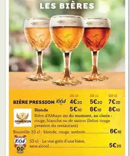 Poivre Rouge Grimbergen - bière pression 1664 offre