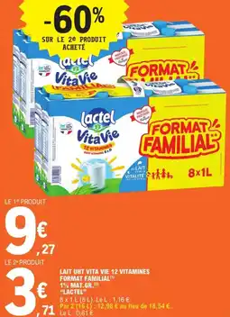 E.Leclerc Express "LACTEL" Lait uht vita vie 12 vitamines format familial 1% mat.gr. offre