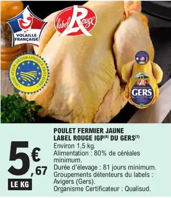 E.Leclerc Express Poulet fermier jaune label rouge igp du gers offre