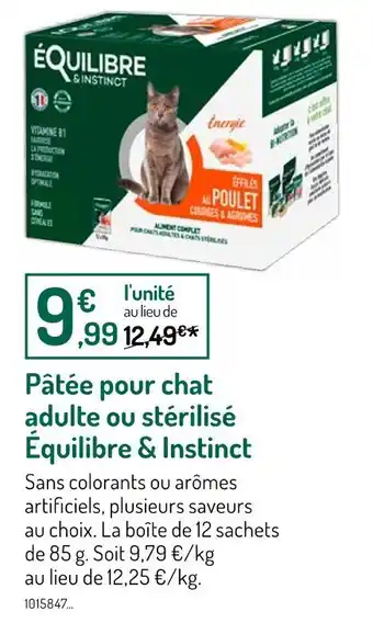 Botanic Équilibre & Instinct Pâtée pour chat adulte ou stérilisé offre