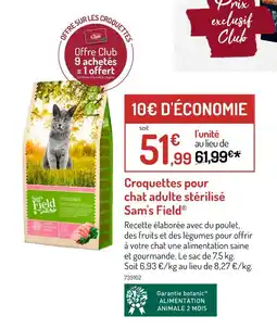 Botanic Sam's Field Croquettes pour chat adulte stérilisé offre