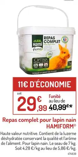 Botanic Hamiform Repas complet pour lapin nain offre